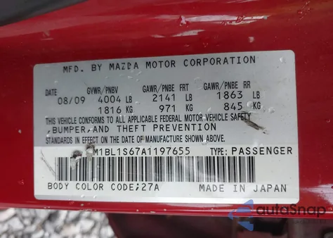 2010 Mazda 3 S Sport z USA, uszkodzony, nr VIN JM1BL1S67A1197655